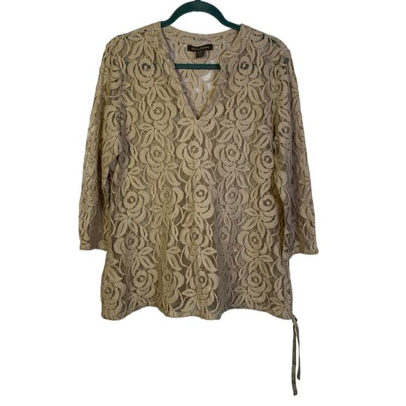 Tommy Bahama Cream Rose Lace Blouse, Size L - Picture 1 of 7